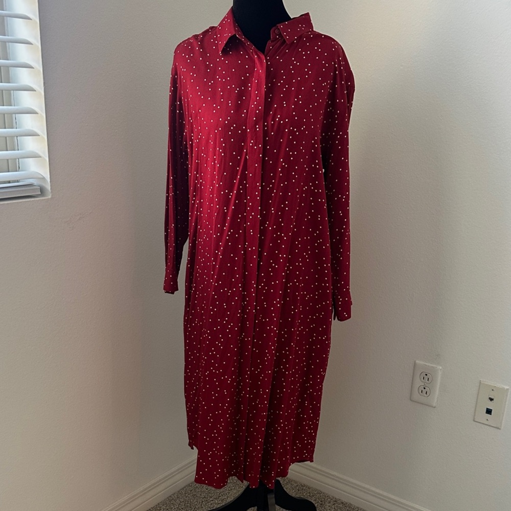 Uniqlo Wine Red Polka Dot Dress